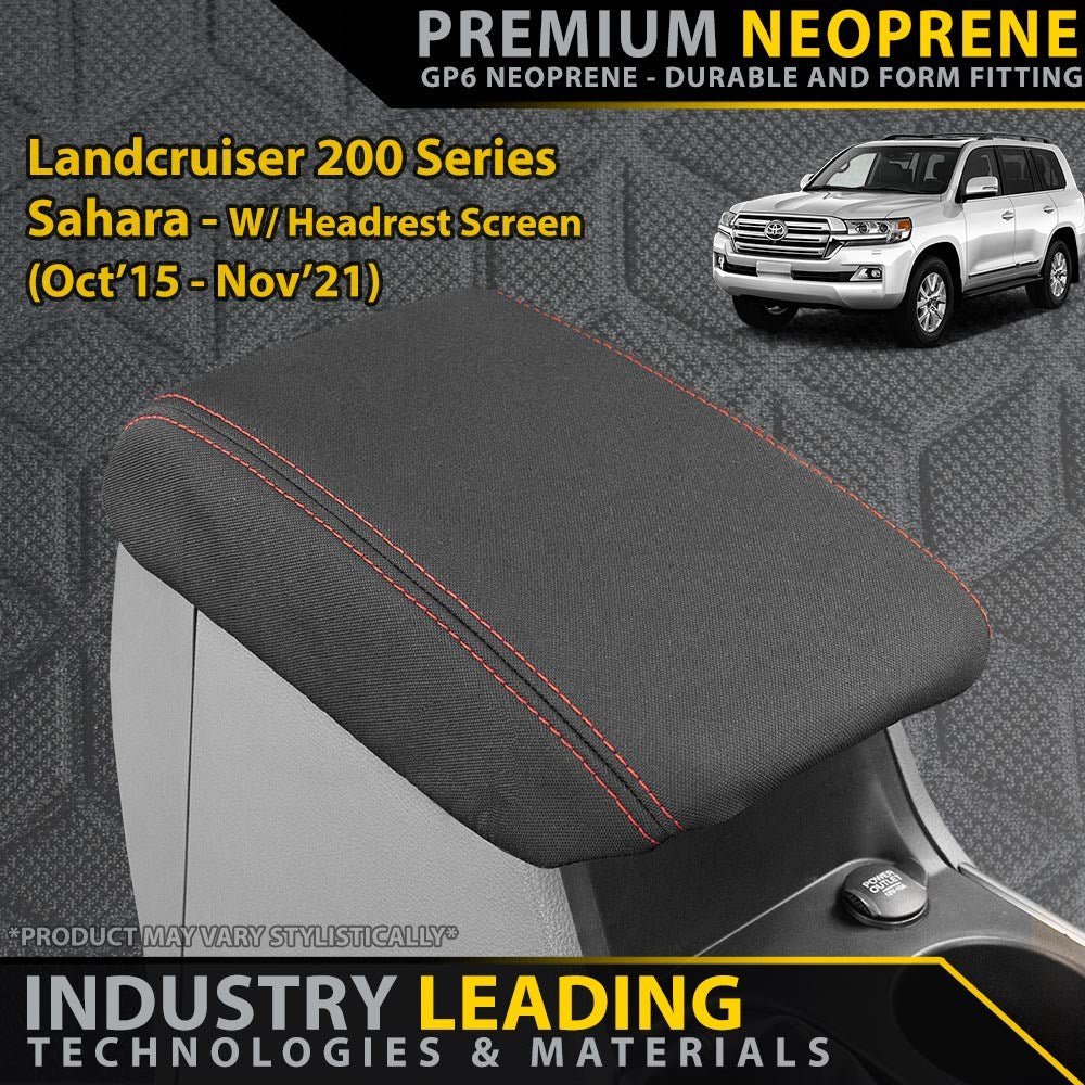 Razorback 4x4 - Toyota Landcruiser 200 Series Sahara W/Headrest Screen Premium Neoprene Console Lid (Made to Order) - 4X4OC™ | 4x4 Offroad Centre