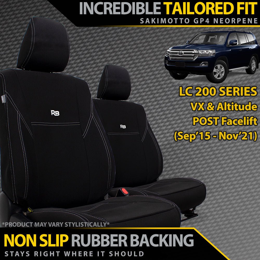 Razorback 4x4 - Toyota Landcruiser 200 Series VX/Altitude (09/2015+) 2x Front Row Neoprene Seat Covers (Made to Order) - 4X4OC™ | 4x4 Offroad Centre