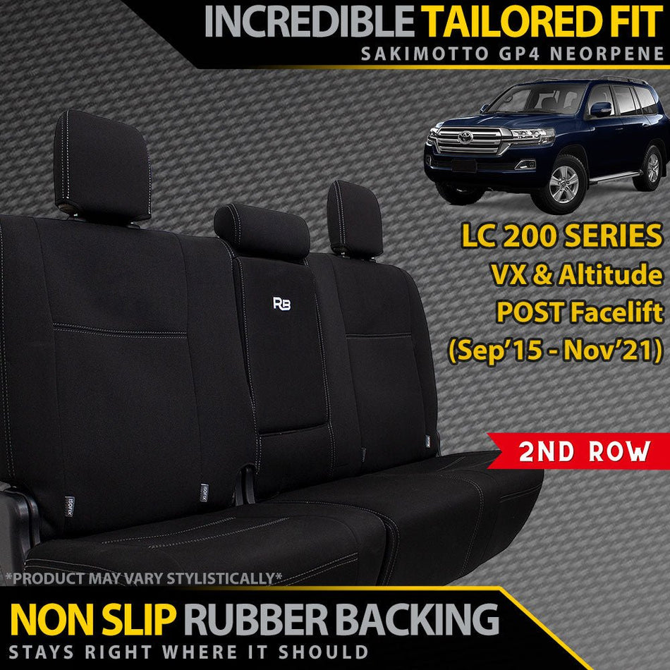 Razorback 4x4 - Toyota Landcruiser 200 Series VX/Altitude (09/2015+) Neoprene 2nd Row Seat Covers (Made to Order) - 4X4OC™ | 4x4 Offroad Centre