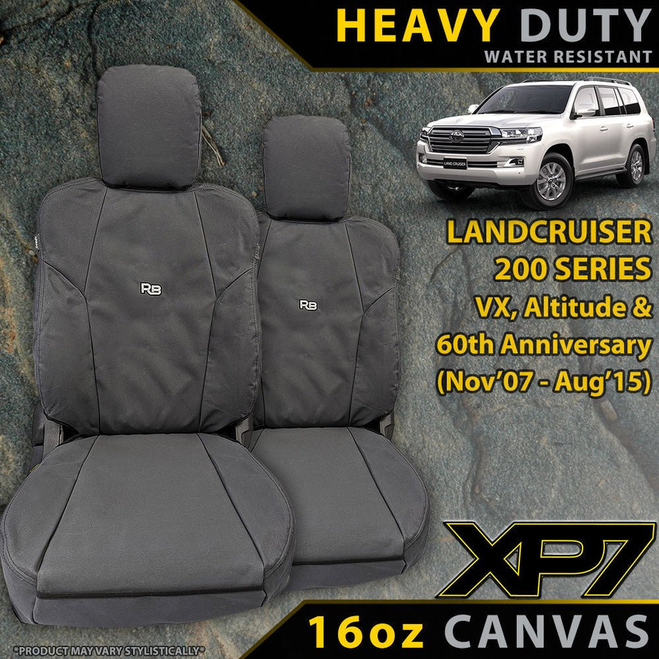 Razorback 4x4 - Toyota Landcruiser 200 Series VX/Altitude Heavy Duty XP7 Canvas 2x Front Seat Covers (Made to Order) - 4X4OC™ | 4x4 Offroad Centre