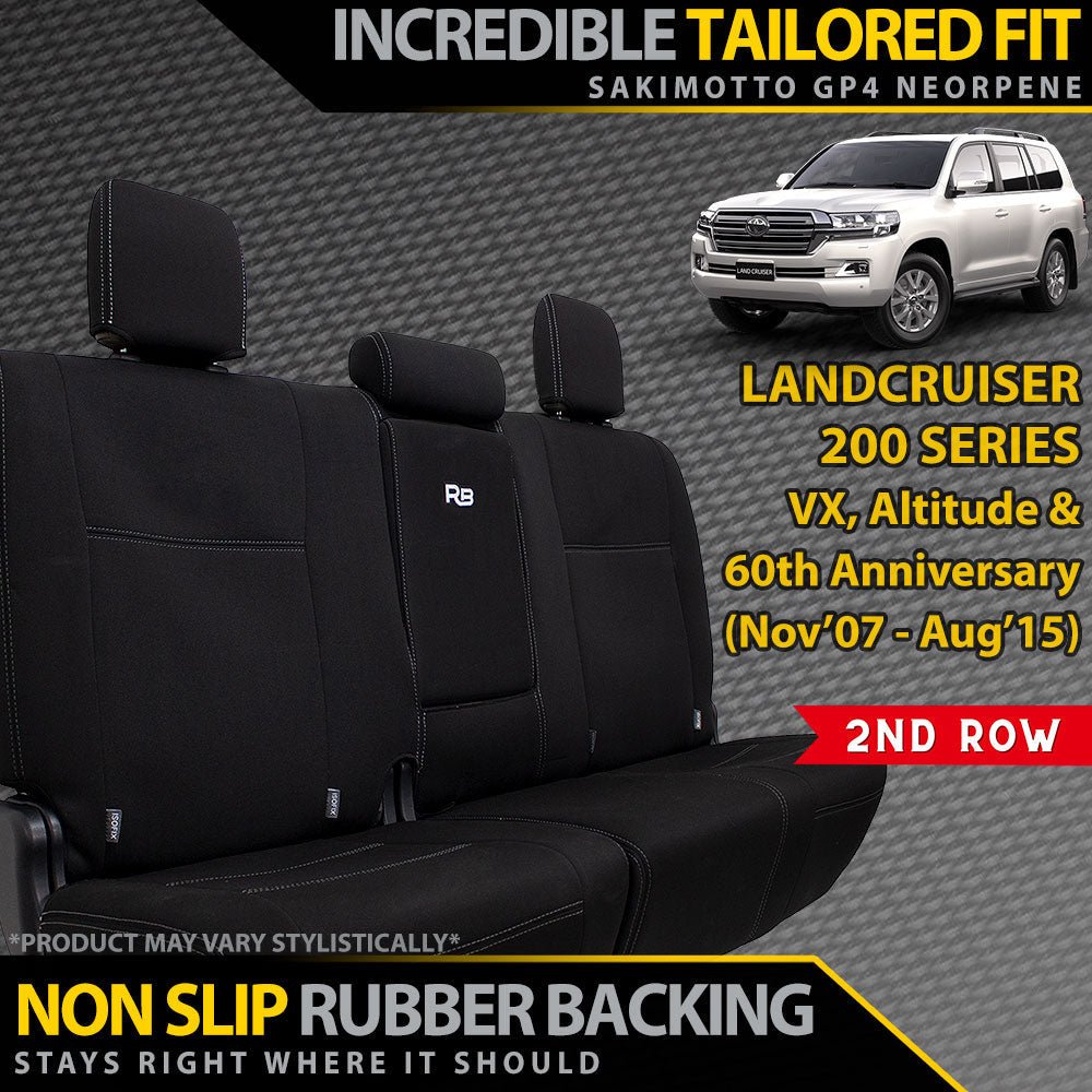 Razorback 4x4 - Toyota Landcruiser 200 Series VX/Altitude Neoprene 2nd Row Seat Covers (Made to Order) - 4X4OC™ | 4x4 Offroad Centre