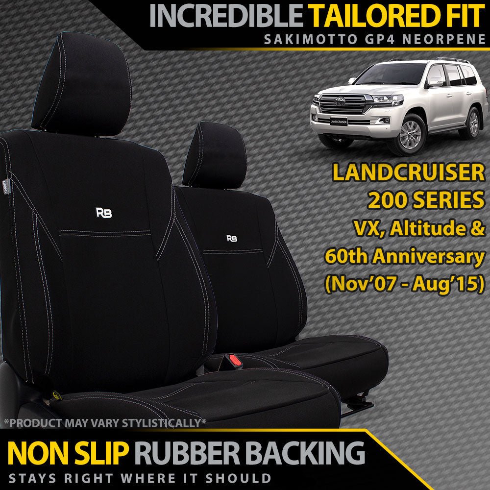 Razorback 4x4 - Toyota Landcruiser 200 Series VX/Altitude Neoprene 2x Front Seat Covers (Made to Order) - 4X4OC™ | 4x4 Offroad Centre