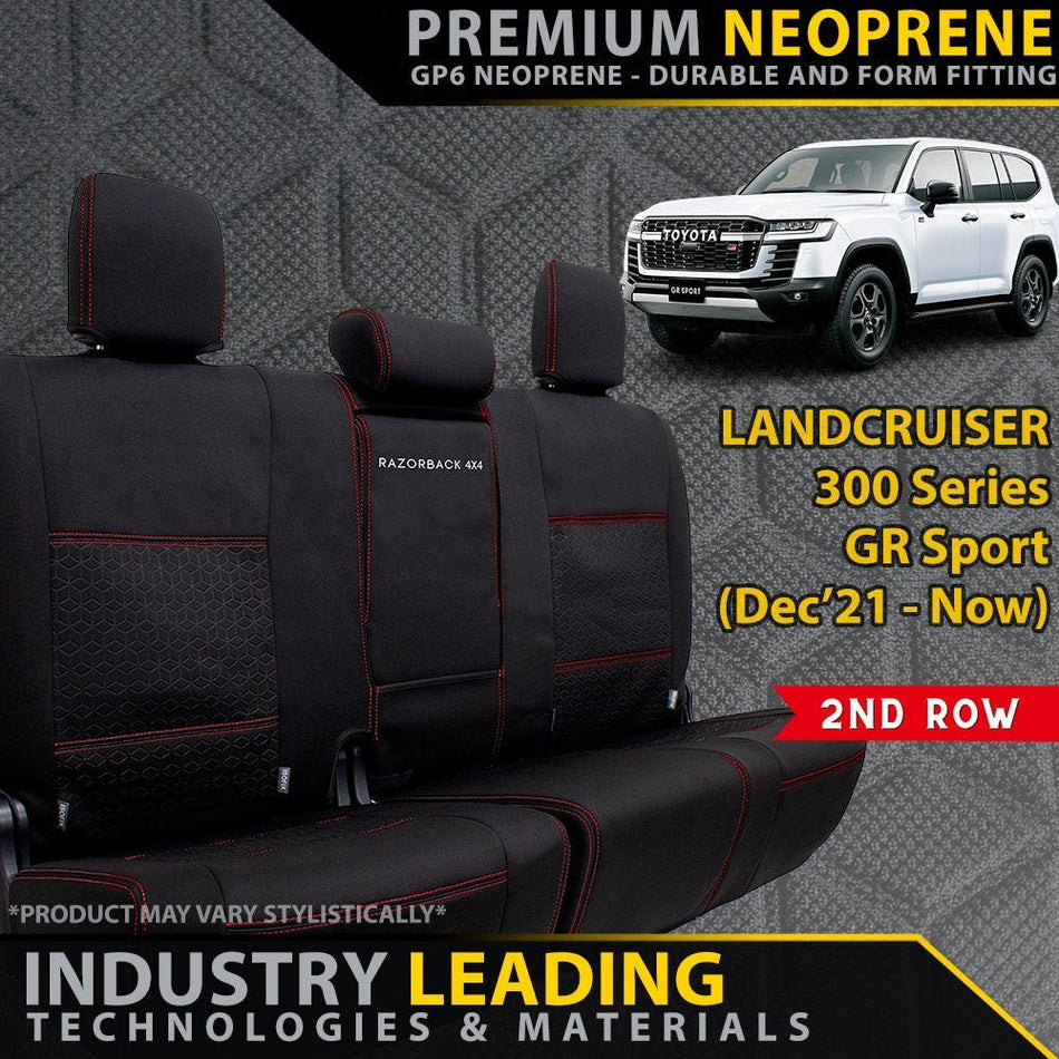 Razorback 4x4 - Toyota Landcruiser 300 Series GR Sport Premium Neoprene 2nd Row Seat Covers (Made to Order) - 4X4OC™ | 4x4 Offroad Centre