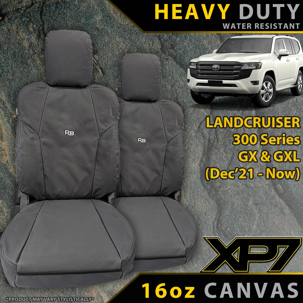 Razorback 4x4 - Toyota Landcruiser 300 Series GX & GXL Heavy Duty XP7 Canvas 2x Front Row Seat Covers (Available) - 4X4OC™ | 4x4 Offroad Centre