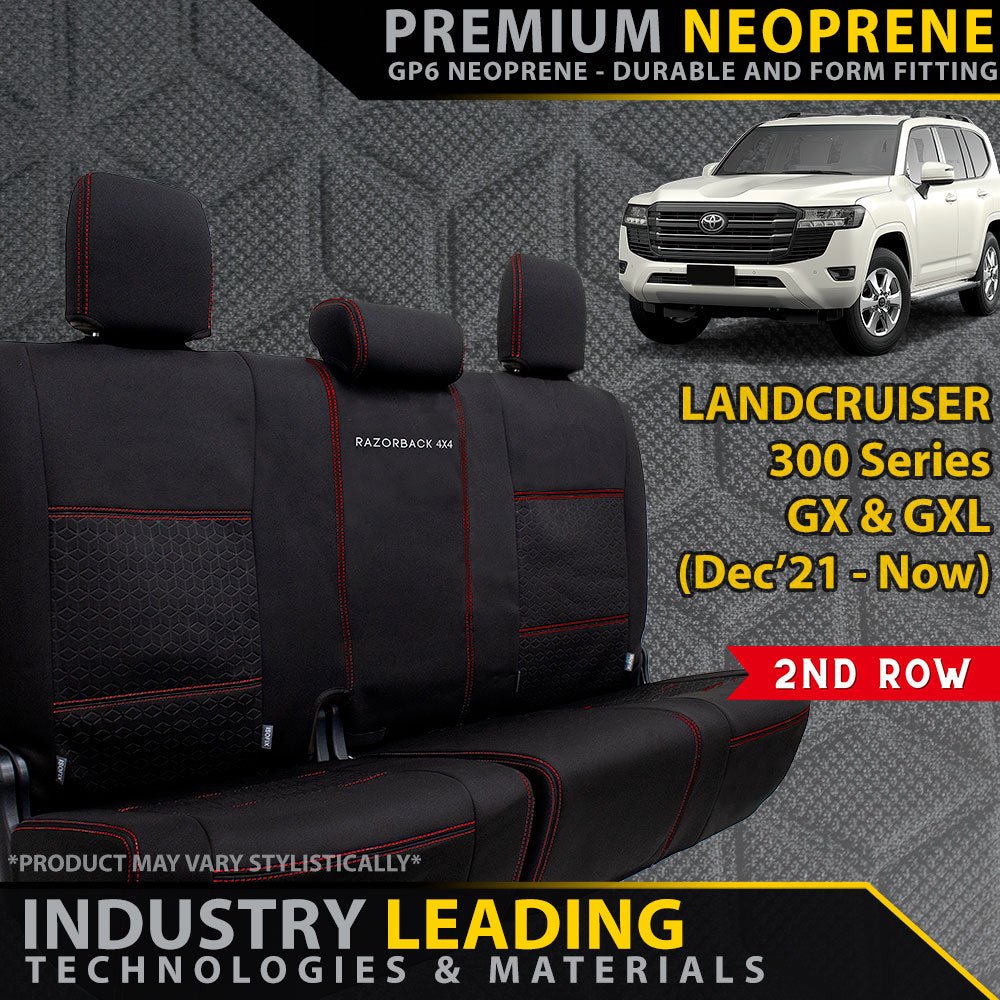 Razorback 4x4 - Toyota Landcruiser 300 Series GX & GXL Premium Neoprene 2nd Row Seat Covers (Made to Order) - 4X4OC™ | 4x4 Offroad Centre