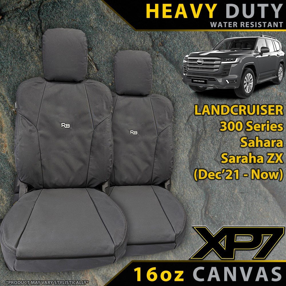 Razorback 4x4 - Toyota Landcruiser 300 Series Sahara/Sahara ZX Heavy Duty XP7 Canvas 2x Front Seat Covers (Made to Order) - 4X4OC™ | 4x4 Offroad Centre