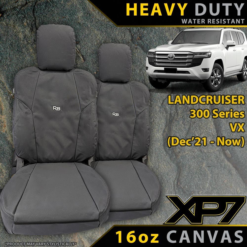 Razorback 4x4 - Toyota Landcruiser 300 Series VX Heavy Duty XP7 Canvas 2x Front Seat Covers (Made to Order) - 4X4OC™ | 4x4 Offroad Centre