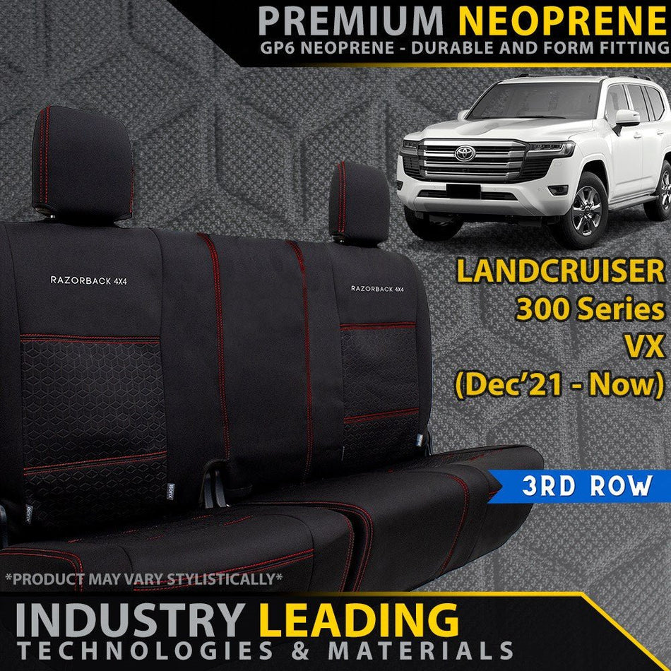 Razorback 4x4 - Toyota Landcruiser 300 Series VX Premium Neoprene 3rd Row Seat Covers (Made to Order) - 4X4OC™ | 4x4 Offroad Centre