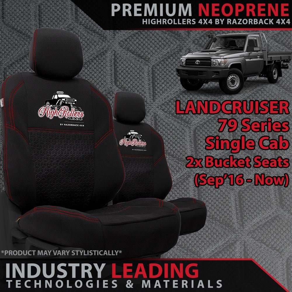 Razorback 4x4 - Toyota Landcruiser 79 Series Single Cab (Sep 2016+) Premium Neoprene 2x Front Seat Covers (Made to Order) - 4X4OC™ | 4x4 Offroad Centre