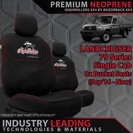 Razorback 4x4 - Toyota Landcruiser 79 Series Single Cab (Sep 2016+) Premium Neoprene 2x Front Seat Covers (Made to Order) - 4X4OC™ | 4x4 Offroad Centre