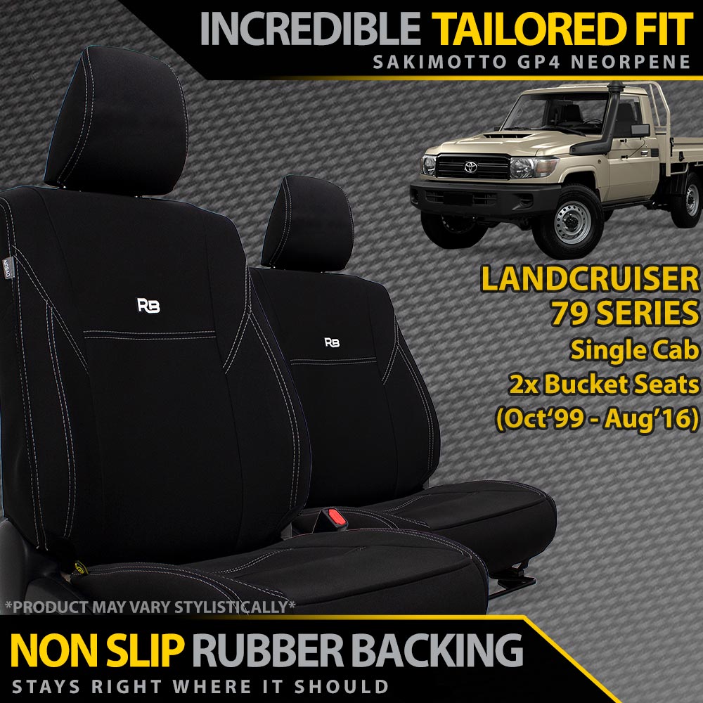 Razorback 4x4 - Toyota Landcruiser 79 Single Cab Neoprene 2x Front Seat Covers (In Stock) - 4X4OC™ | 4x4 Offroad Centre