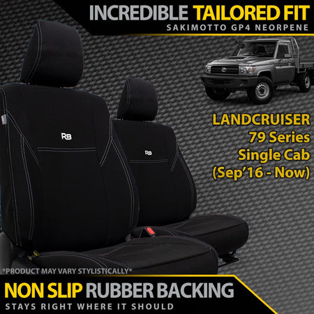 Razorback 4x4 - Toyota Landcruiser 79 Single Cab (Sep 2016+) Neoprene 2x Front Seat Covers (Made to Order) - 4X4OC™ | 4x4 Offroad Centre