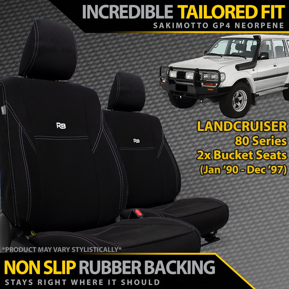 Razorback 4x4 - Toyota Landcruiser 80 Series Neoprene 2x Front Seat Covers (Available) - 4X4OC™ | 4x4 Offroad Centre