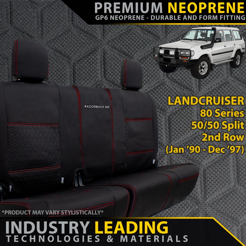 Razorback 4x4 - Toyota Landcruiser 80 Series Premium Neoprene 2nd Row 50/50 Split (Made to Order) - 4X4OC™ | 4x4 Offroad Centre