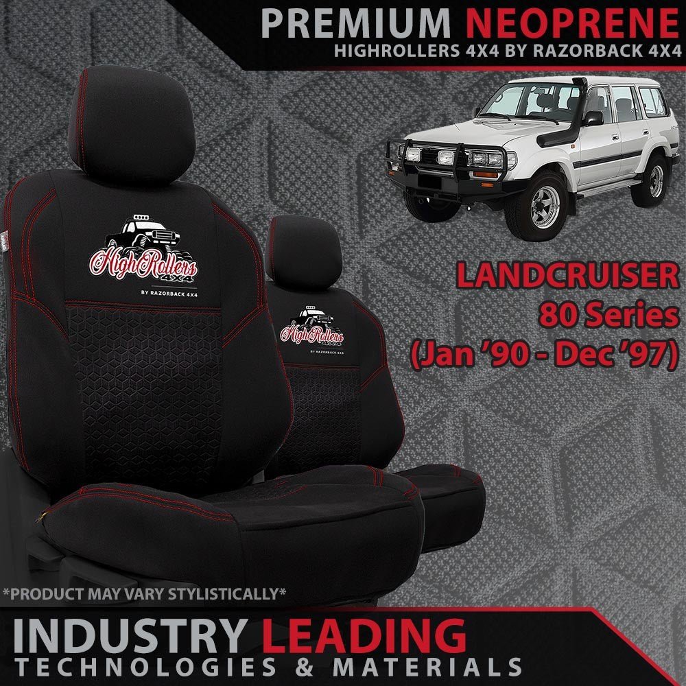 Razorback 4x4 - Toyota Landcruiser 80 Series Premium Neoprene 2x Front Seat Covers (Made to Order) - 4X4OC™ | 4x4 Offroad Centre