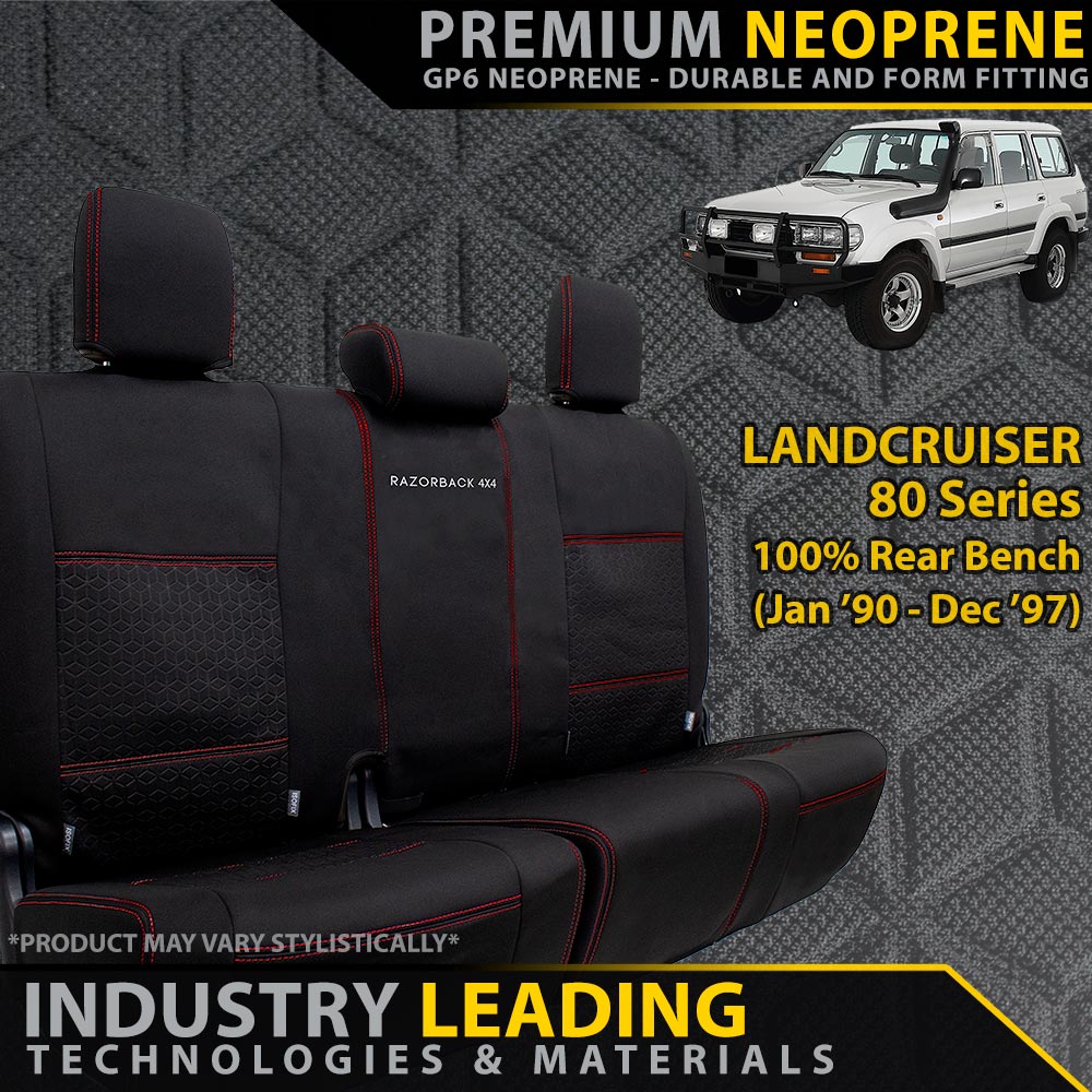 Razorback 4x4 - Toyota Landcruiser 80 Series Premium Neoprene Rear 100% Bench (Made to Order) - 4X4OC™ | 4x4 Offroad Centre