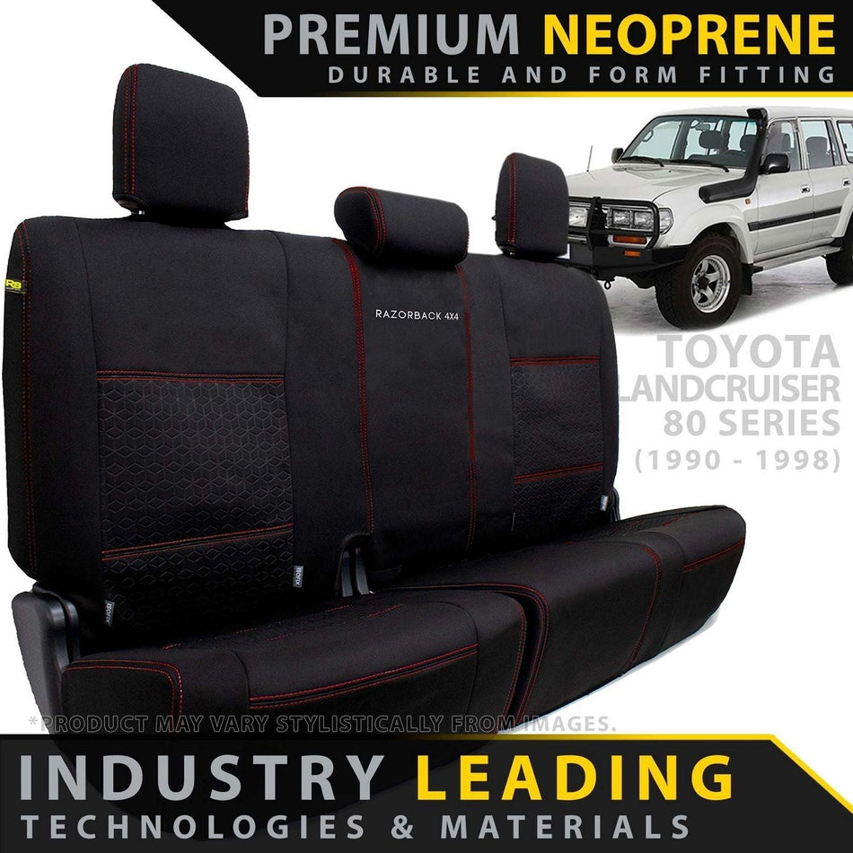 Razorback 4x4 - Toyota Landcruiser 80 Series Premium Neoprene Rear Bench 50/50 Split (Made to Order) - 4X4OC™ | 4x4 Offroad Centre