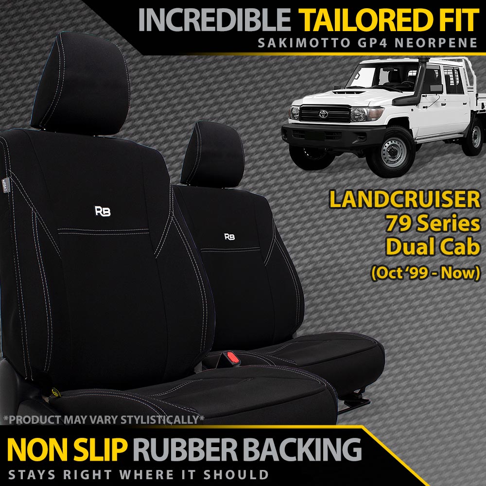 Razorback 4x4 - Toyota LC 79 Series Dual Cab Neoprene 2x Front Seat Covers (Available) - 4X4OC™ | 4x4 Offroad Centre