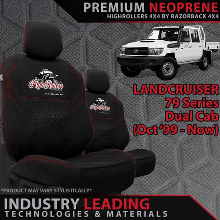 Razorback 4x4 - Toyota LC 79 Series Dual Cab Premium Neoprene 2x Front Seat Covers (Made to Order) - 4X4OC™ | 4x4 Offroad Centre