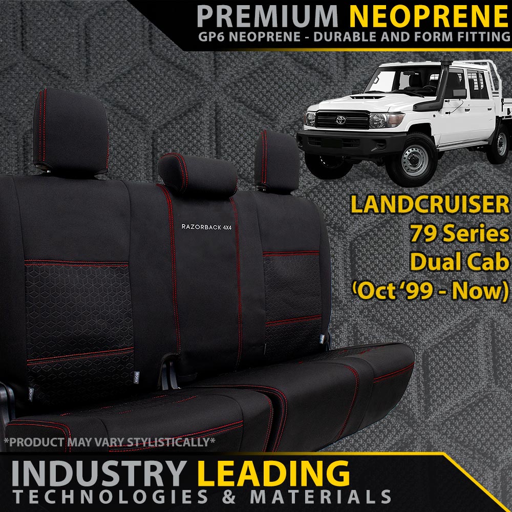 Razorback 4x4 - Toyota LC 79 Series Dual Cab Premium Neoprene Rear Row Seat Covers (Made to Order) - 4X4OC™ | 4x4 Offroad Centre