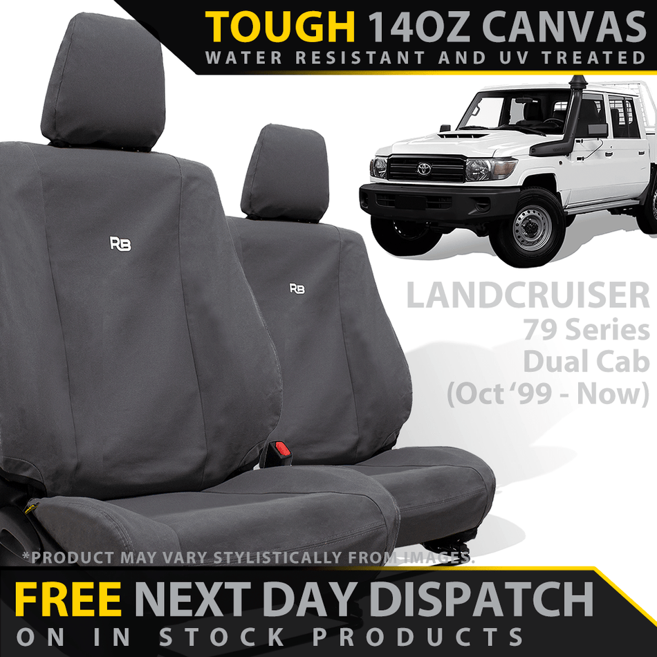 Razorback 4x4 - Toyota LC 79 Series Dual Cab Retro Canvas 2x Front Seat Covers (Available) - 4X4OC™ | 4x4 Offroad Centre