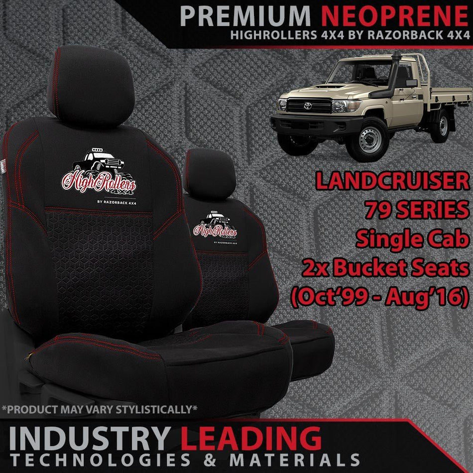 Razorback 4x4 - Toyota LC 79 Series Single Cab (2x Buckets) Premium Neoprene 2x Front Seat Covers (Made to Order) - 4X4OC™ | 4x4 Offroad Centre