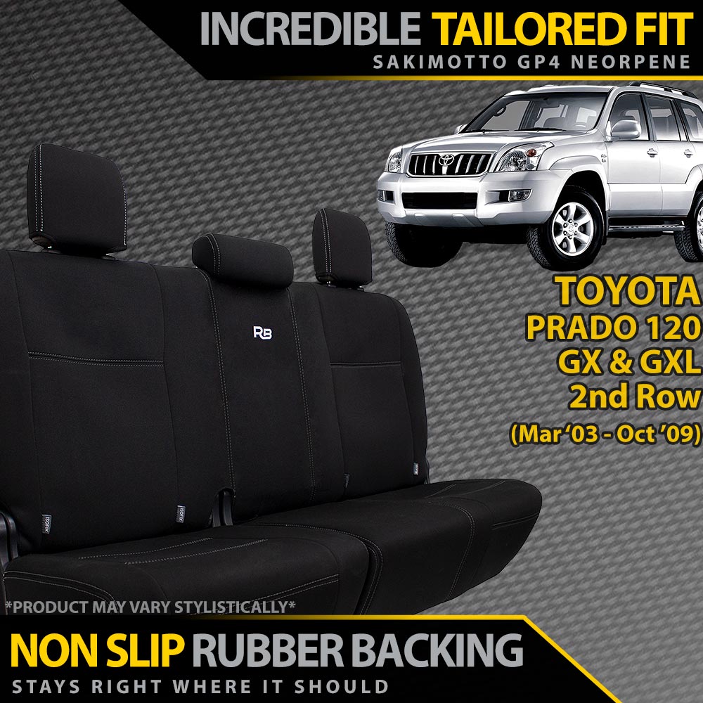 Razorback 4x4 - Toyota Prado 120 GX & GXL Neoprene 2nd Row Seat Covers (In Stock) - 4X4OC™ | 4x4 Offroad Centre