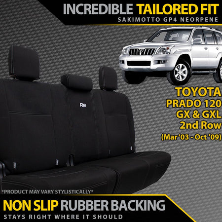 Razorback 4x4 - Toyota Prado 120 GX & GXL Neoprene 2nd Row Seat Covers (In Stock) - 4X4OC™ | 4x4 Offroad Centre