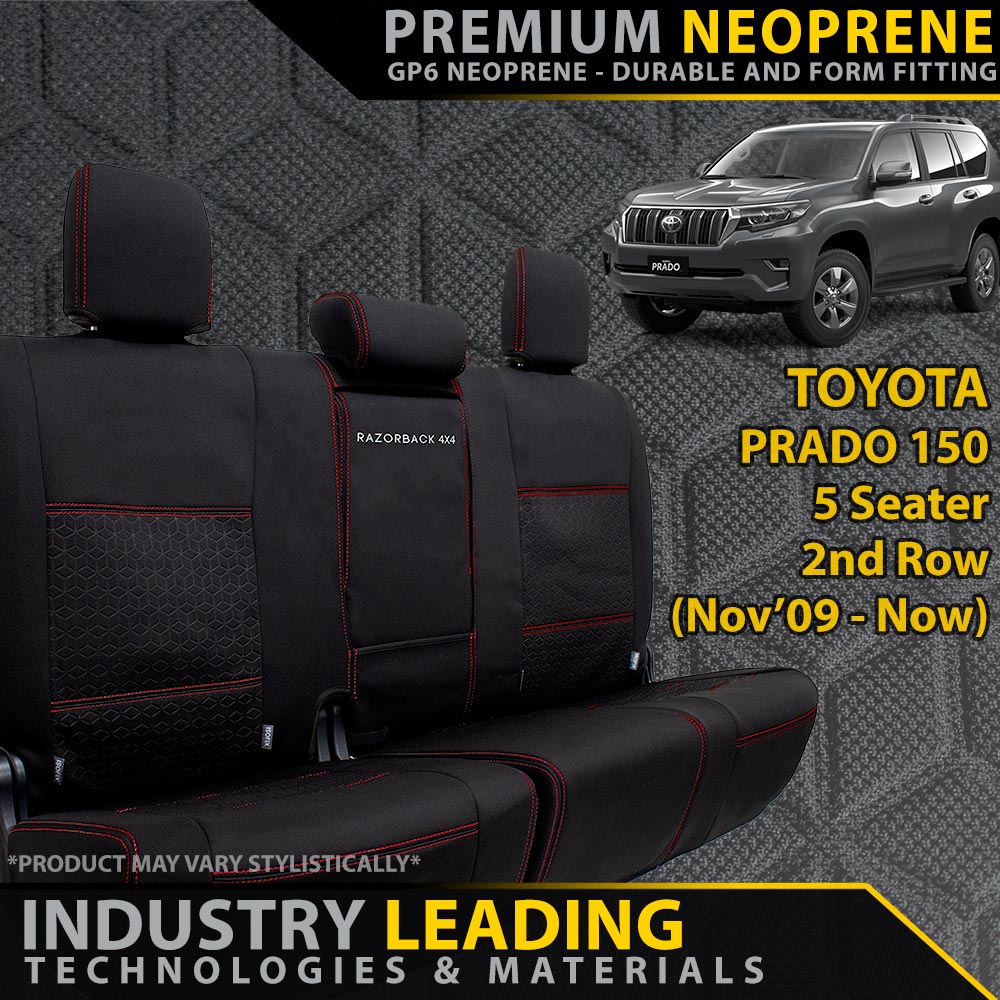 Razorback 4x4 - Toyota Prado 150 5 Seater Premium Neoprene Rear Row Seat Covers (Made to Order) - 4X4OC™ | 4x4 Offroad Centre