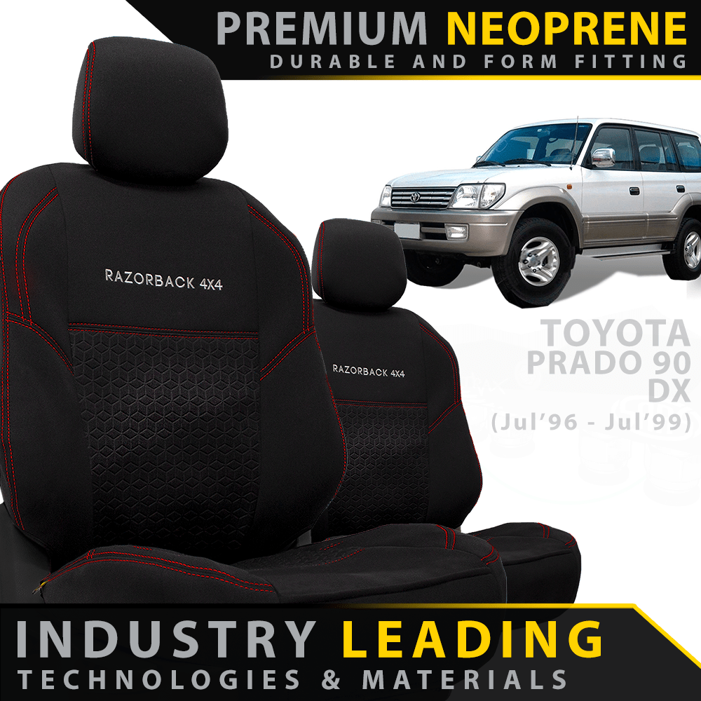 Razorback 4x4 - Toyota Prado 90 DX Premium Neoprene 2x Front Seat Covers (Made to Order) - 4X4OC™ | 4x4 Offroad Centre