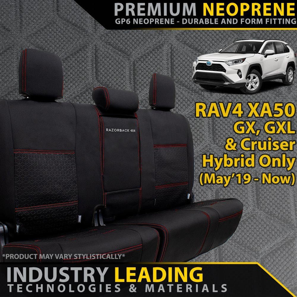 Razorback 4x4 - Toyota RAV4 XA50 GX/GXL/Cruiser Hybrid Premium Neoprene Rear Row Seat Covers (Made to Order) - 4X4OC™ | 4x4 Offroad Centre