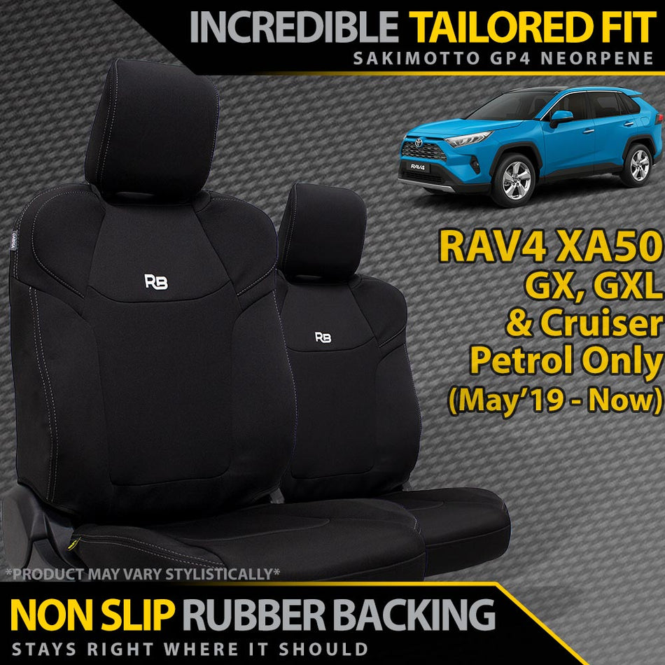 Razorback 4x4 - Toyota RAV4 XA50 GX/GXL/Cruiser Petrol Neoprene 2x Front Row Seat Covers (In Stock) - 4X4OC™ | 4x4 Offroad Centre