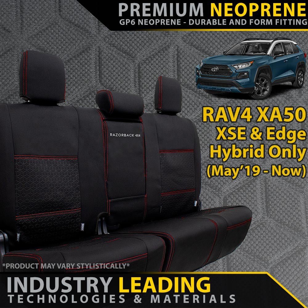 Razorback 4x4 - Toyota RAV4 XA50 XSE/Edge Hybrid Premium Neoprene Rear Row Seat Covers (Made to Order) - 4X4OC™ | 4x4 Offroad Centre