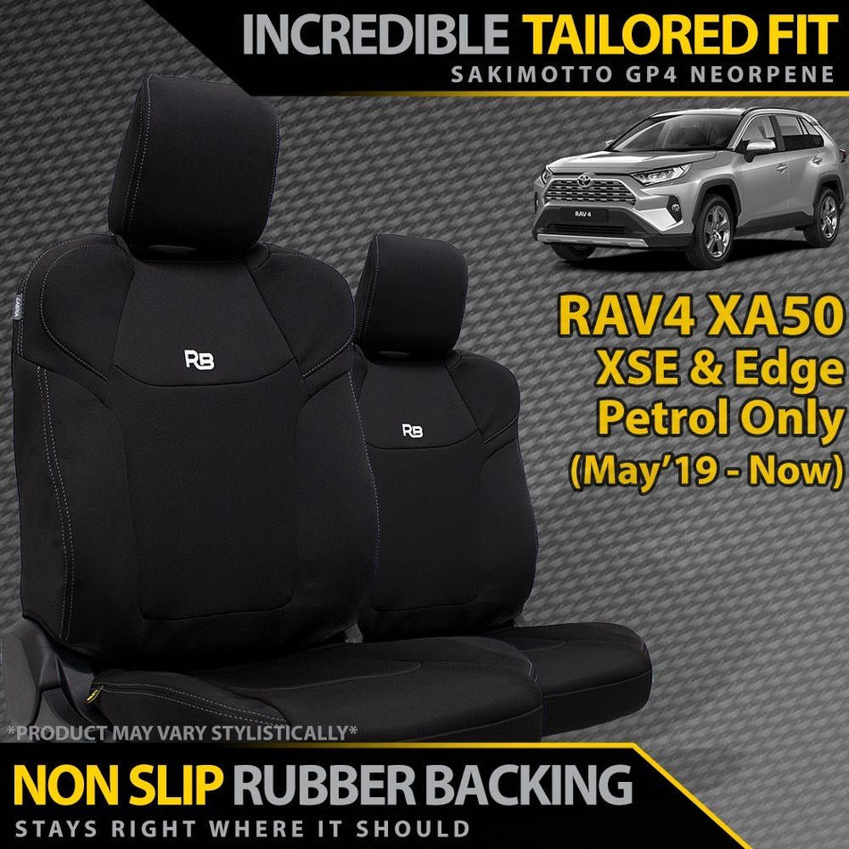 Razorback 4x4 - Toyota RAV4 XA50 XSE/Edge Petrol Neoprene 2x Front Row Seat Covers (Made to Order) - 4X4OC™ | 4x4 Offroad Centre