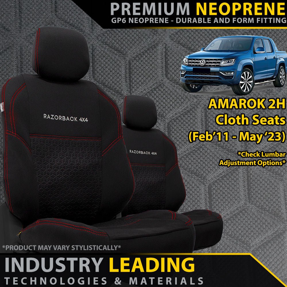 Razorback 4x4 - Volkswagen Amarok 2h (Cloth Seats) Premium Neoprene 2x Front Seat Covers (Made to Order) - 4X4OC™ | 4x4 Offroad Centre