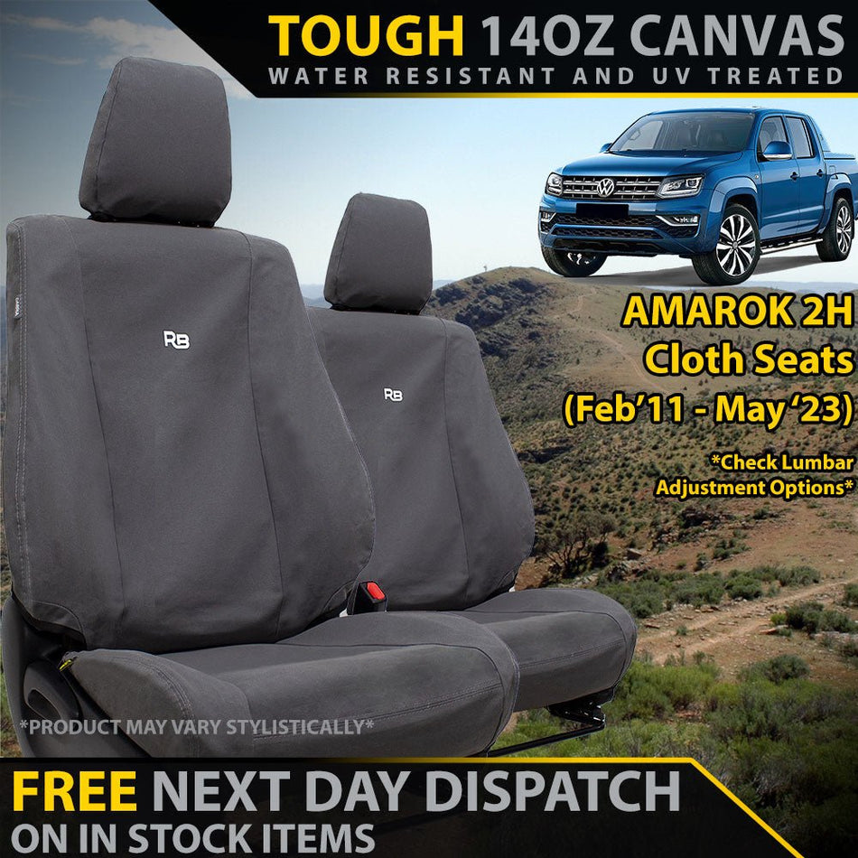 Razorback 4x4 - Volkswagen Amarok 2H (Cloth Seats) Retro Canvas 2x Front Seat Covers (In Stock) - 4X4OC™ | 4x4 Offroad Centre