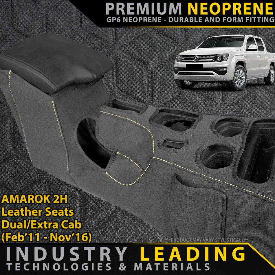 Razorback 4x4 - Volkswagen Amarok 2H (Leather Seats) Premium Neoprene Console Organiser (Made to Order) - 4X4OC™ | 4x4 Offroad Centre