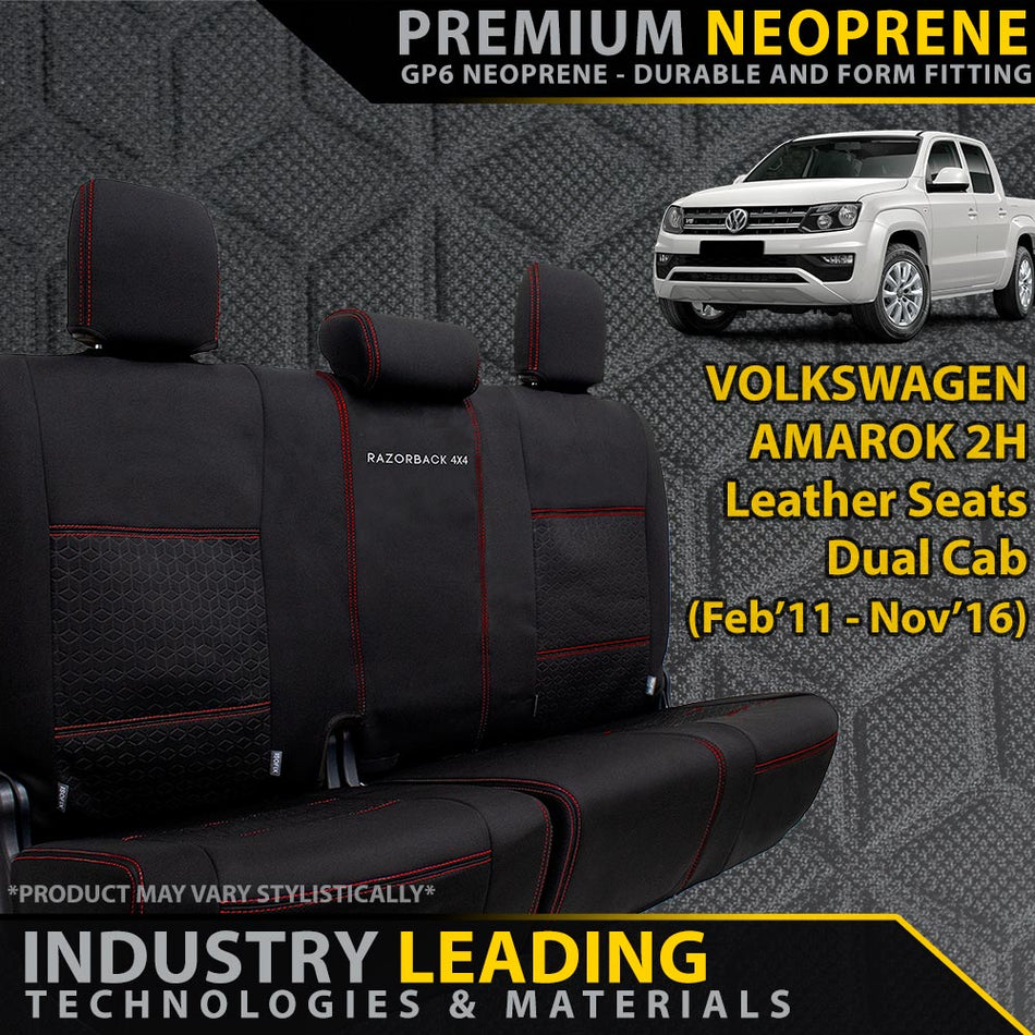 Razorback 4x4 - Volkswagen Amarok 2H (Leather Seats) Premium Neoprene Rear Row Seat Covers (Made to Order) - 4X4OC™ | 4x4 Offroad Centre