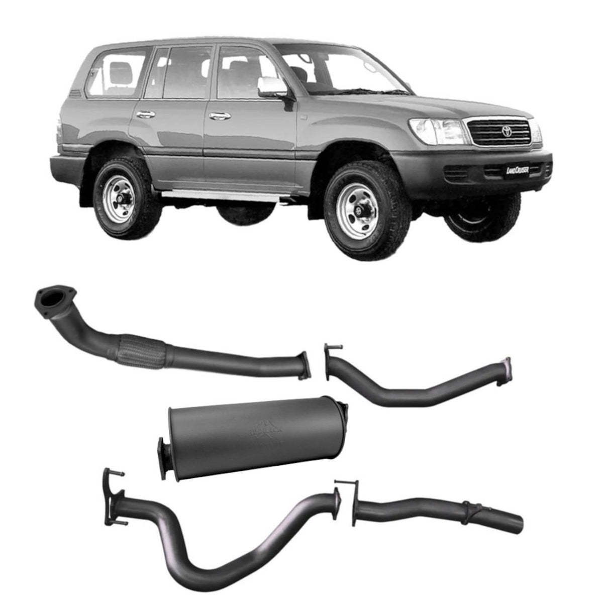 Redback - Redback Extreme Duty Exhaust for Toyota Landcruiser 105 Series Wagon (03/1998 - 10/2007) - 4X4OC™ | 4x4 Offroad Centre