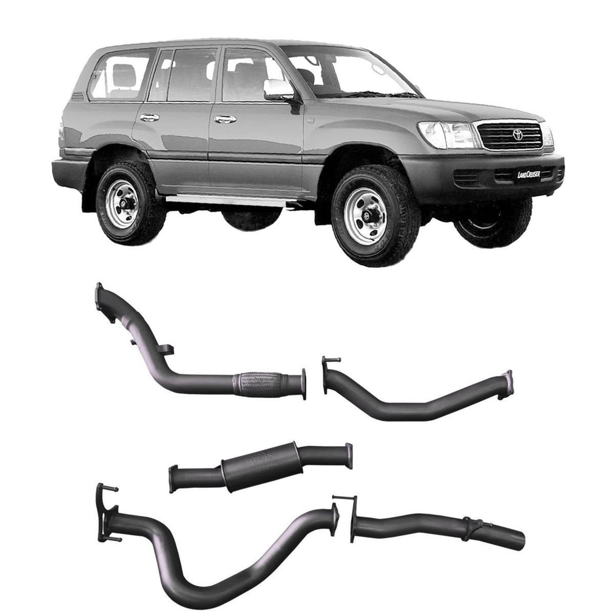 Redback - Redback Extreme Duty Exhaust for Toyota Landcruiser 105 Series Wagon (03/1998 - 10/2007) - 4X4OC™ | 4x4 Offroad Centre