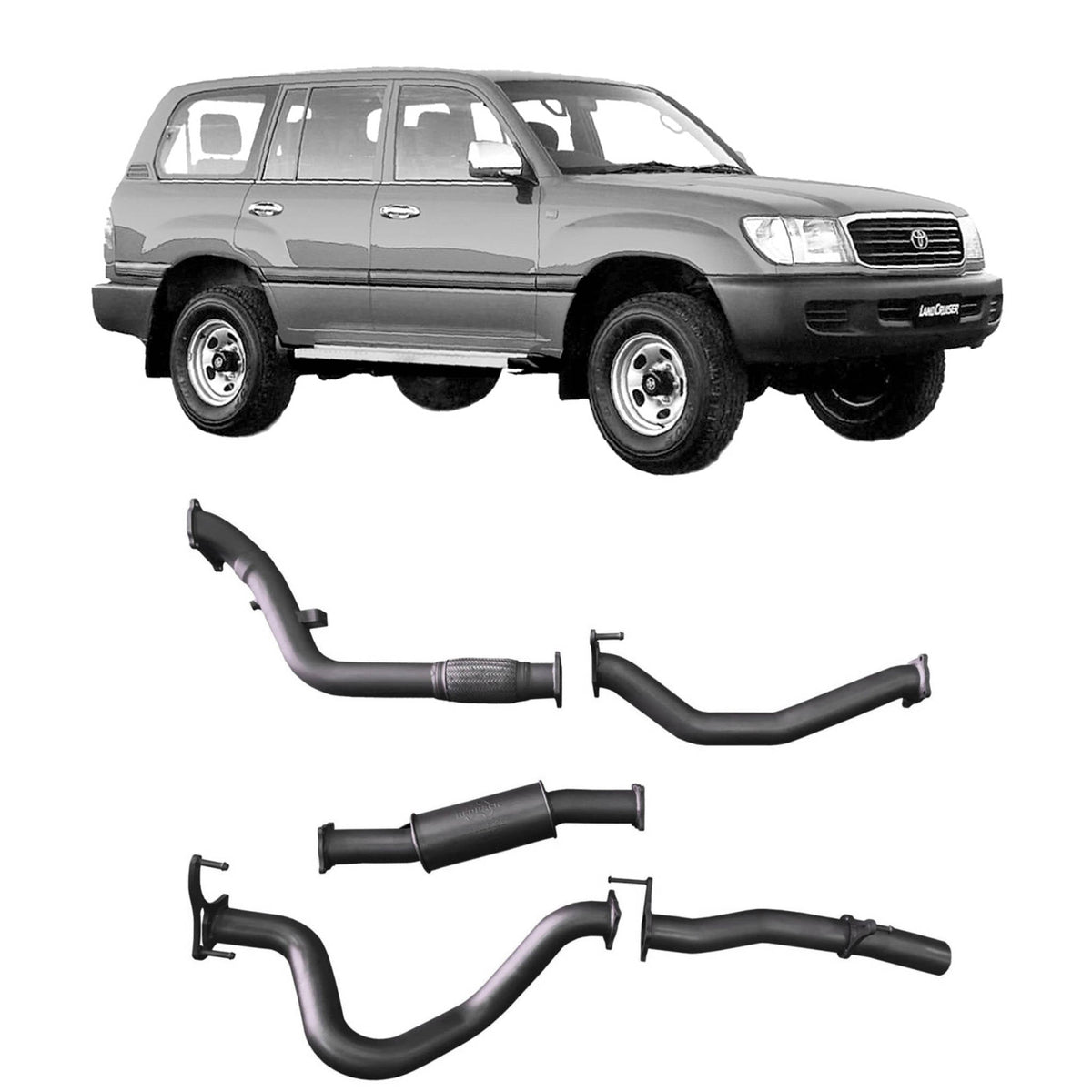 Redback - Redback Extreme Duty Exhaust for Toyota Landcruiser 105 Series Wagon (03/1998 - 10/2007) - 4X4OC™ | 4x4 Offroad Centre