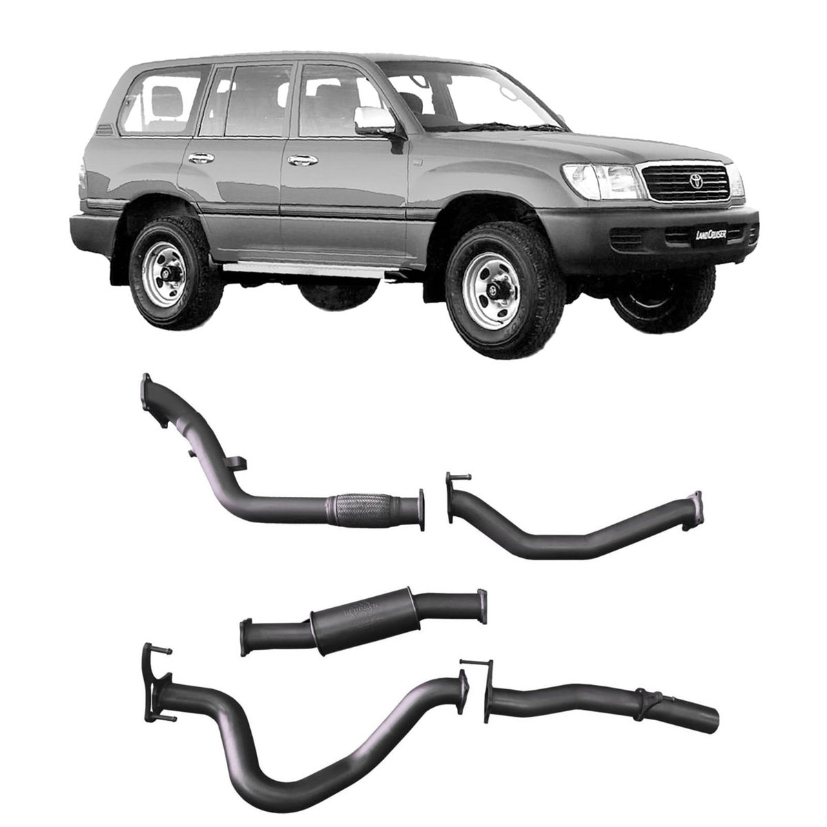 Redback - Redback Extreme Duty Exhaust for Toyota Landcruiser 105 Series Wagon (03/1998 - 10/2007) - 4X4OC™ | 4x4 Offroad Centre