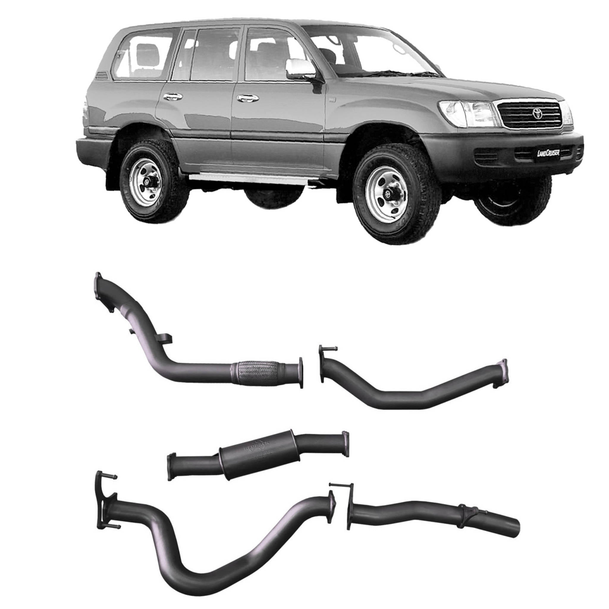 Redback - Redback Extreme Duty Exhaust for Toyota Landcruiser 105 Series Wagon (03/1998 - 10/2007) - 4X4OC™ | 4x4 Offroad Centre