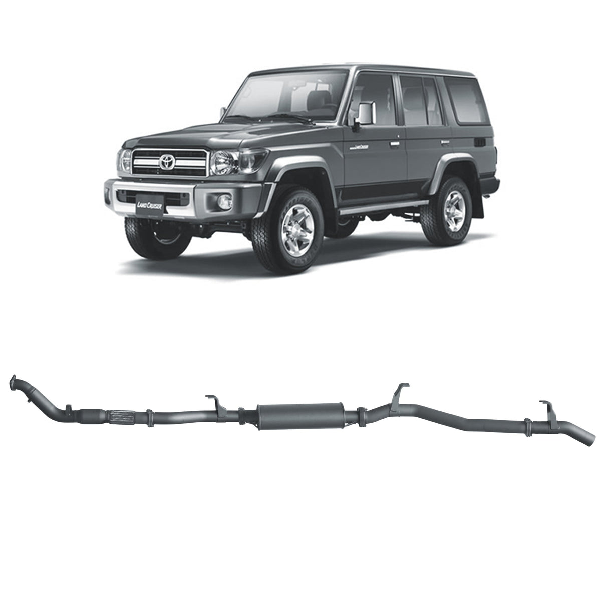 Redback - Redback Extreme Duty Exhaust for Toyota Landcruiser 76 Series Wagon (03/2007 - 10/2016) - 4X4OC™ | 4x4 Offroad Centre