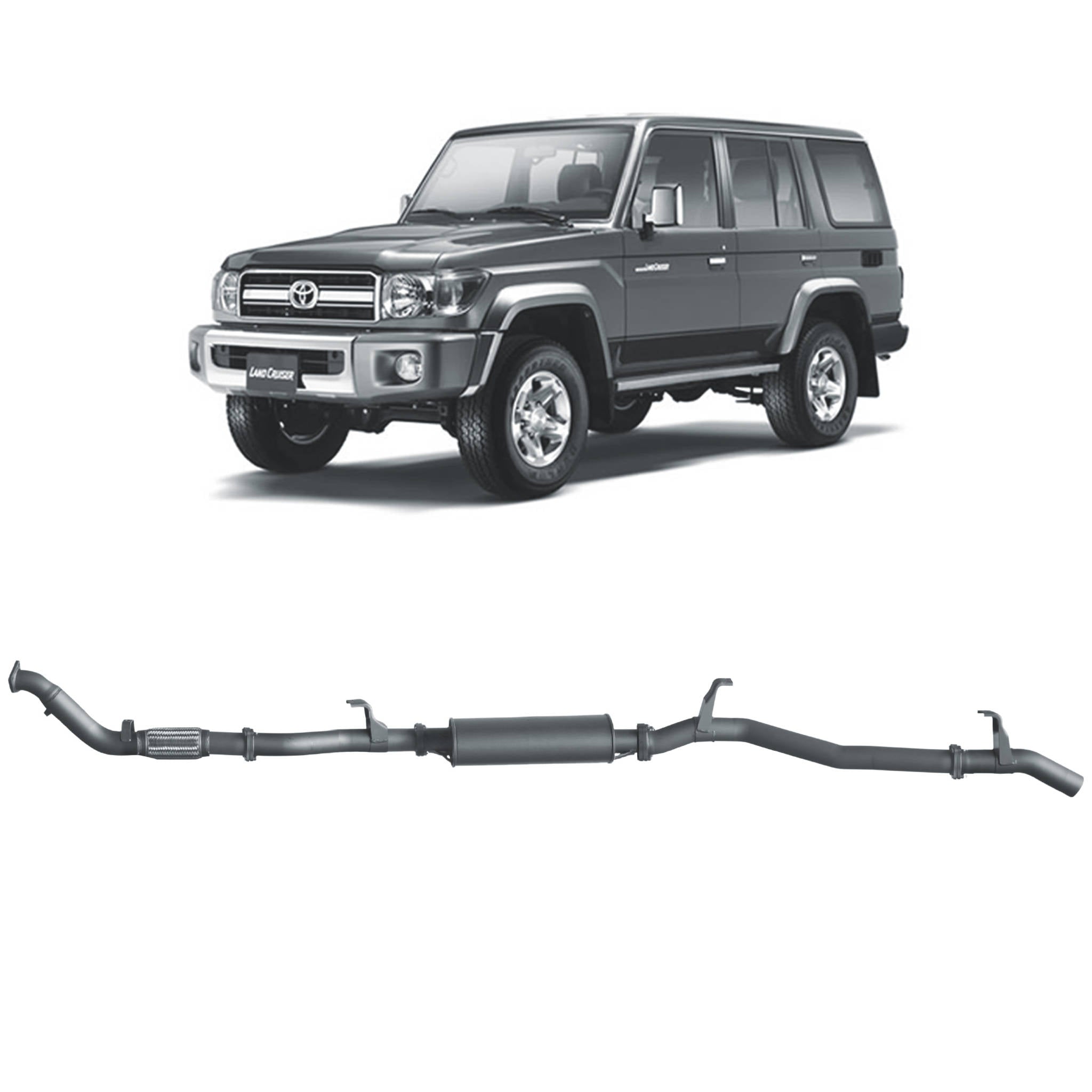 Redback - Redback Extreme Duty Exhaust for Toyota Landcruiser 76 Series Wagon (03/2007 - 10/2016) - 4X4OC™ | 4x4 Offroad Centre