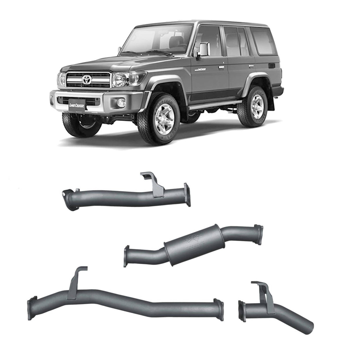 Redback - Redback Extreme Duty Exhaust for Toyota Landcruiser 76 Series Wagon (09/2016 - on) - 4X4OC™ | 4x4 Offroad Centre