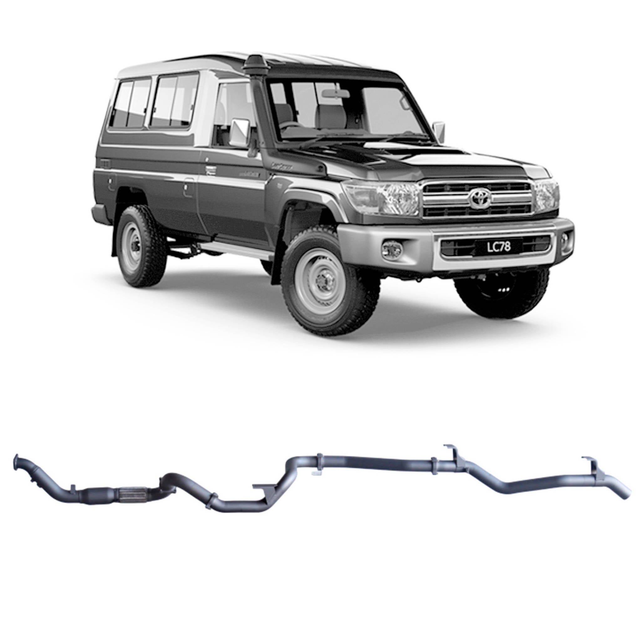 Redback - Redback Extreme Duty Exhaust for Toyota Landcruiser 78 Series Troop Carrier (03/2007 - 10/2016) - 4X4OC™ | 4x4 Offroad Centre