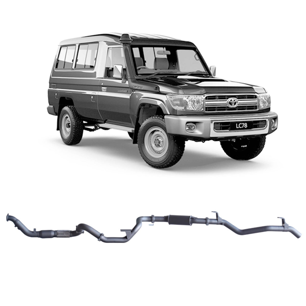 Redback - Redback Extreme Duty Exhaust for Toyota Landcruiser 78 Series Troop Carrier (03/2007 - 10/2016) - 4X4OC™ | 4x4 Offroad Centre