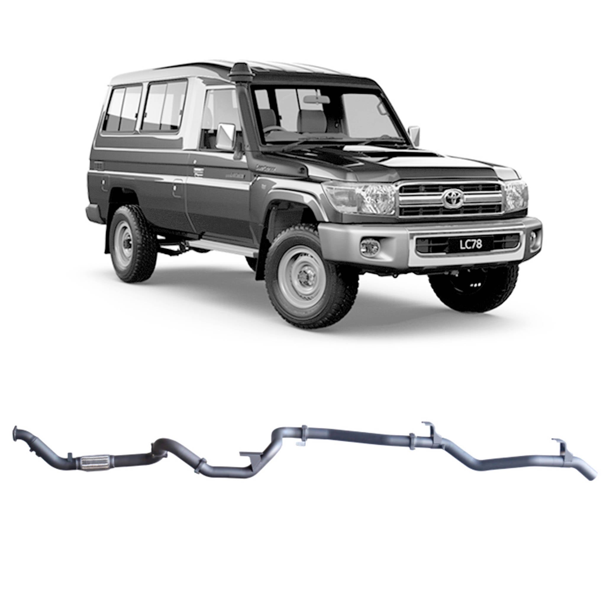 Redback - Redback Extreme Duty Exhaust for Toyota Landcruiser 78 Series Troop Carrier (03/2007 - 10/2016) - 4X4OC™ | 4x4 Offroad Centre