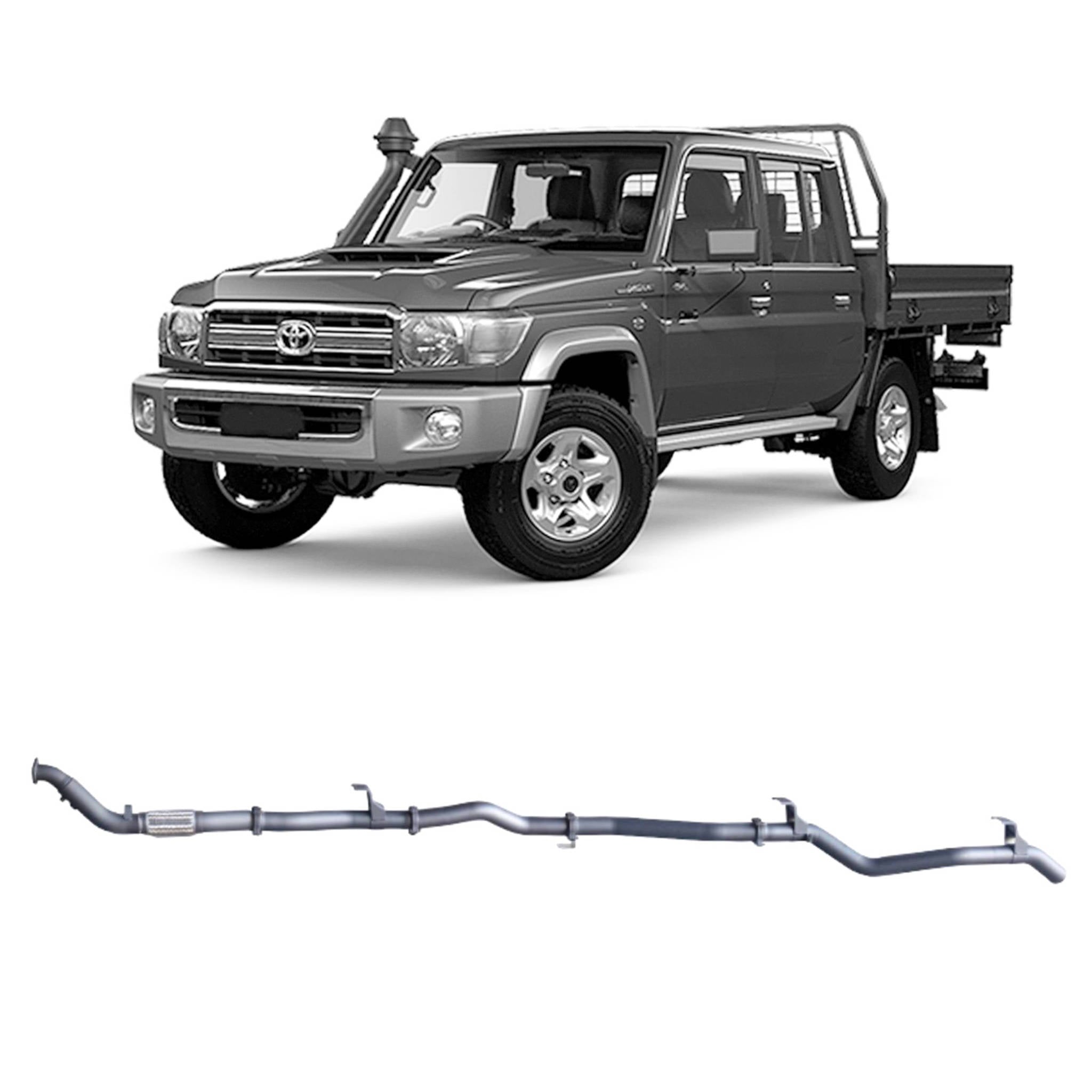 Redback - Redback Extreme Duty Exhaust for Toyota Landcruiser 79 Series Double Cab with Auxiliary Fuel Tank (01/2012 - 10/2016) - 4X4OC™ | 4x4 Offroad Centre